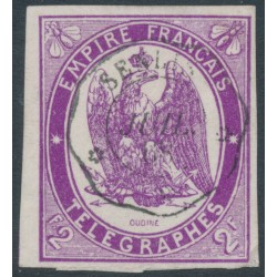 FRANCE - 1868 2Fr violet Telegraph Stamp, imperforate, used – Michel # T4