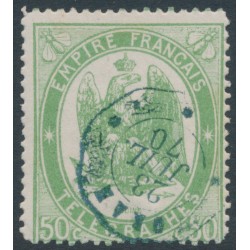 FRANCE - 1868 50c green Telegraph Stamp, perf. 12:12½, used – Michel # T6