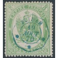 FRANCE - 1868 50c green Telegraph Stamp, perf. 12:12½, used – Michel # T6