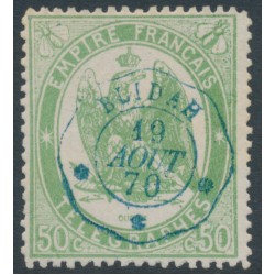 FRANCE - 1868 50c green Telegraph Stamp, perf. 12:12½, used – Michel # T6