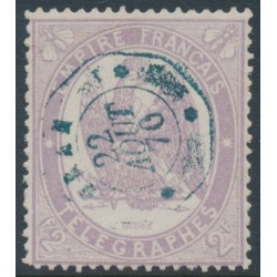 FRANCE - 1868 2Fr pale violet Telegraph Stamp, perf. 12½:12½, used – Michel # T8