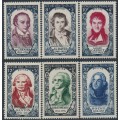 FRANCE - 1950 Famous Frenchmen set of 6, MNH – Michel # 885-890