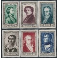 FRANCE - 1951 Famous Frenchmen set of 6, MNH – Michel # 909-914