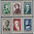 FRANCE - 1951 Famous Frenchmen set of 6, MNH – Michel # 909-914