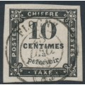 FRANCE - 1859 10c black Postage Due, imperforate, used – Michel # P2