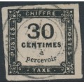 FRANCE - 1878 30c black Postage Due, imperforate, used – Michel # P8