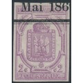 FRANCE - 1868 2c lilac Newspaper Stamp, imperforate, used – Yvert # TJ1