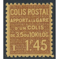 FRANCE - 1933 1.45Fr brown on yellow Railway Parcel Stamp, MNH – Michel # PP79