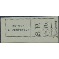 FRANCE - 1916 black/blue Bordeaux Return to Sender label, MNH – Yvert # TR1