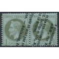 FRANCE - 1862 1c olive-green on blue Napoléon, pair, used – Michel # 24