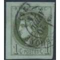 FRANCE - 1870 1c olive Cérès (Bordeaux printing), imperforate, used – Michel # 36