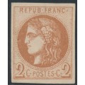 FRANCE - 1870 2c brown-red Cérès (Bordeaux printing), imperforate, MNG – Michel # 37a
