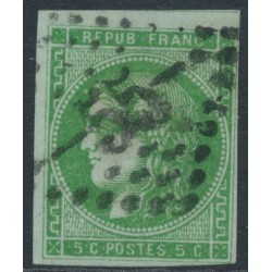 FRANCE - 1870 5c green Cérès (Bordeaux printing), imperforate, used – Michel # 39a