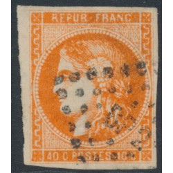 FRANCE - 1871 40c orange Cérès (Bordeaux printing), imperforate, used – Michel # 43a