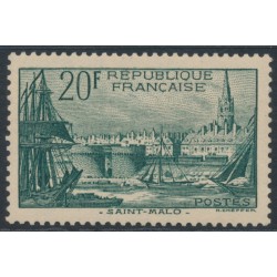 FRANCE - 1938 20Fr blue-green Saint Malo Harbour, MNH – Michel # 415