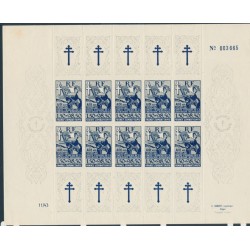 FRANCE - 1943 1.50+98.50Fr blue/grey France Combattante Algerian sheet, MNH – Michel # 6