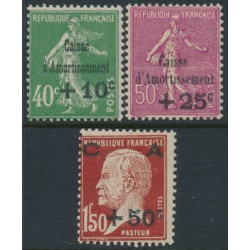 FRANCE - 1929 Caisse d’Amortissement set of 3, MH – Michel # 244-246