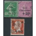 FRANCE - 1929 Caisse d’Amortissement set of 3, used – Michel # 244-246