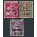 FRANCE - 1930 Caisse d’Amortissement set of 3, MH – Michel # 252-254
