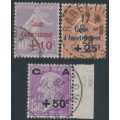 FRANCE - 1928 Caisse d’Amortissement set of 3, used – Michel # 232-234