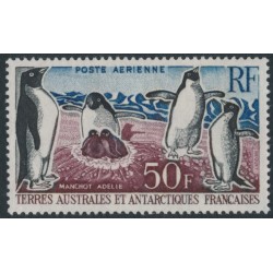 FRANCE / TAAF - 1962 50Fr blue/black/red Adélie Penguins, MNH – Michel # 26