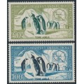 FRANCE / TAAF - 1956 Emperor Penguins set of 2, MNH – Michel # 8-9