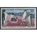 FRANCE / TAAF - 1962 50Fr blue/black/red Adélie Penguins, MNH – Michel # 26