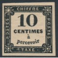 FRANCE - 1859 10c black Postage Due, imperforate, MH – Michel # P2