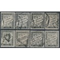 FRANCE - 1881 1c to 15c and 30c black Postage Dues, used – Michel # P10-P18