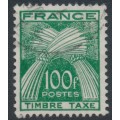 FRANCE - 1953 100Fr green Postage Due, used – Michel # P92