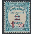 FRANCE - 1929 1.20Fr on 2Fr blue Postage Due, MH – Michel # P62