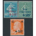 FRANCE - 1927 Caisse d’Amortissement set of 3, MH – Michel # 226-228