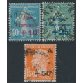 FRANCE - 1927 Caisse d’Amortissement set of 3, used – Michel # 226-228