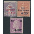 FRANCE - 1928 Caisse d’Amortissement set of 3, MNH – Michel # 232-234