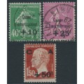 FRANCE - 1929 Caisse d’Amortissement set of 3, used – Michel # 244-246