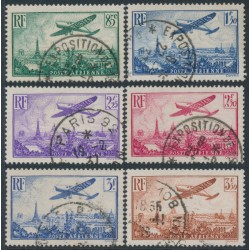FRANCE - 1936 85c to 3.50Fr Airmail short set of 6, used – Michel # 305-310