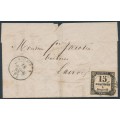 FRANCE - 1863 15c black Postage Due, imperforate, on cover – Michel # P3