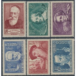 FRANCE - 1938 Famous Frenchmen set of 6, MNH – Michel # 416-421