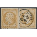 FRANCE - 1853 10c brown Napoléon, types I & II, imperforate, used – Michel # 12Ia+12II