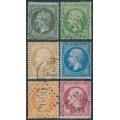 FRANCE - 1862 1c to 80c Napoléon set of 6, perf. 14:13½, used – Michel # 18-23