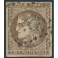 FRANCE - 1870 30c brown Cérès (Bordeaux printing), imperforate, used – Michel # 42a