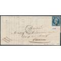 FRANCE - 1855 20c deep blue on green Napoléon III, on cover – Michel # 13If