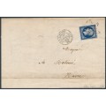 FRANCE - 1856 20c black-blue Napoléon III, on cover – Michel # 13Ic