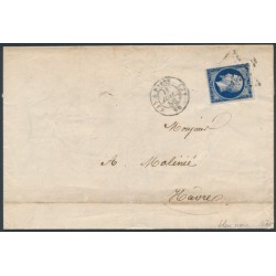 FRANCE - 1856 20c black-blue Napoléon III, on cover – Michel # 13Ic