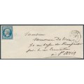FRANCE - 1857 25c blue Napoléon III, on cover – Michel # 14