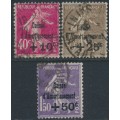 FRANCE - 1930 Caisse d’Amortissement set of 3, used – Michel # 252-254