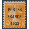 FRANCE - 1922 5c orange Semeuse, POSTES FRANCE 1922 pre-cancel, MNG – Michel # 140VbII 