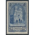 FRANCE - 1938 65c+35c blue Reims Cathedral, MNH – Michel # 430
