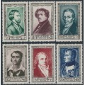FRANCE - 1951 Famous Frenchmen set of 6, MNH – Michel # 909-914