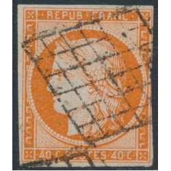 FRANCE - 1850 40c orange Cérès, imperforate, used – Michel # 5a